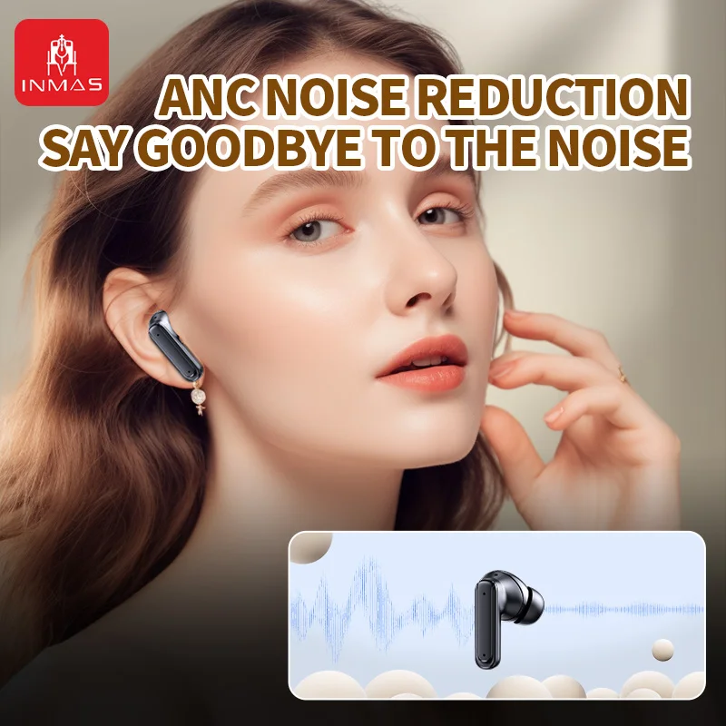 INMAS E18 Pro ANC 무선 블루투스 헤드폰, TWS 인이어 이어버드, 터치 스크린 노이즈 캔슬링, HIFI 스테레오 사운드 헤드셋, 신제품