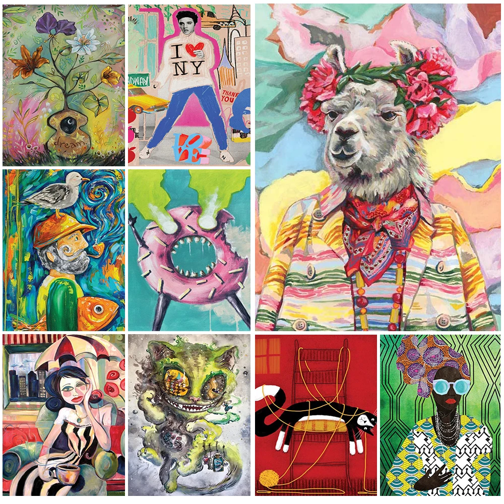 

Vintage Animal Girl Boy Graffiti Abstract Posters Wall Art Canvas Painting Home Decor Wall Pictures For Living Room Unframed