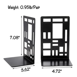 Set of 2 Heavy Duty Iron Book Ends for Home and Office Organization (B034)