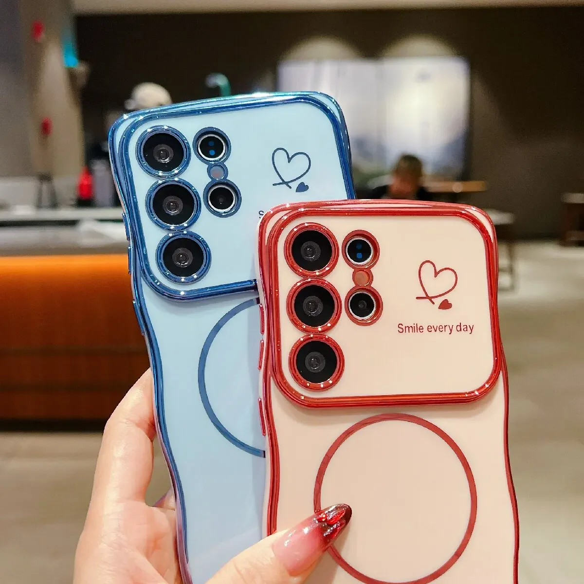 Wave Heart Shape Magnetic Magsafe Soft Cover Case