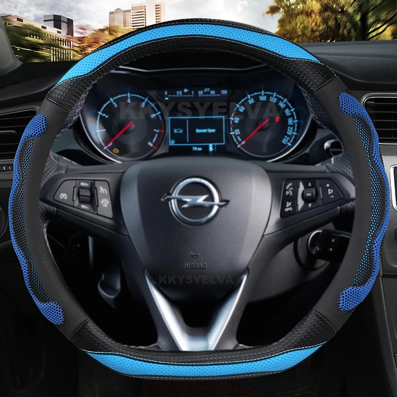 Luxury D-Shape Leather Car Steering Wheel Cover