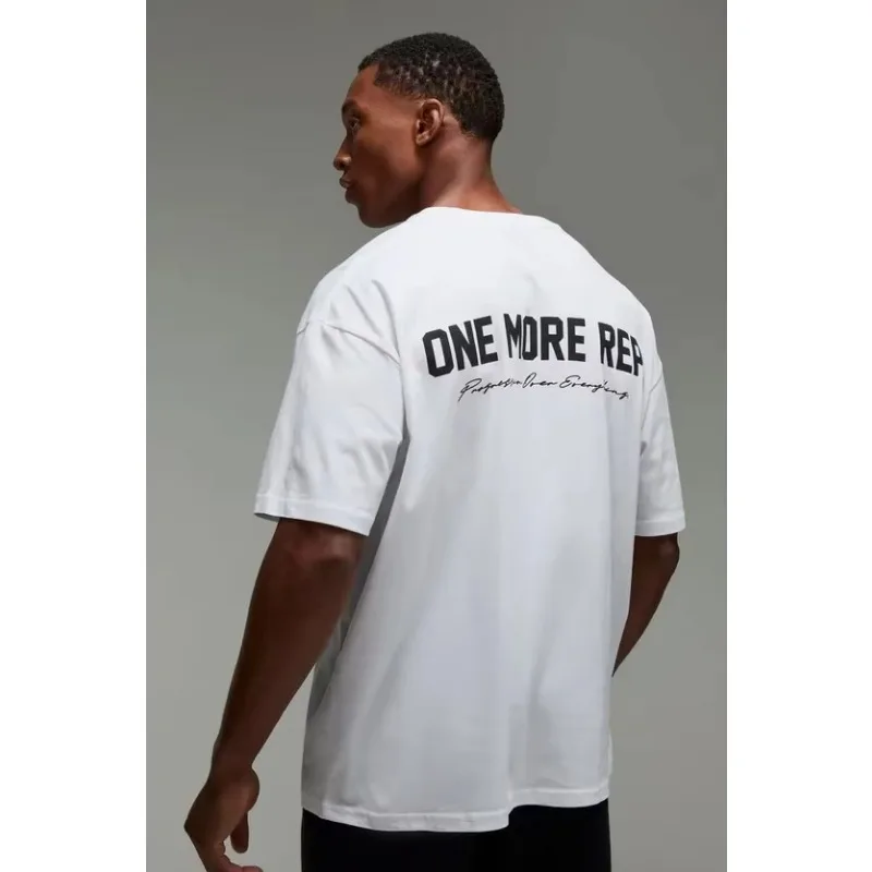 Man Active One More Rep Oversized Washed T-shirt Luxury Brand Great Chapter Embroidered Short Cotton Casual Loose Couple Tee