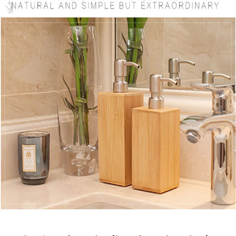 500mL Bamboo Soap Dispenser for Bathroom and Kitchen