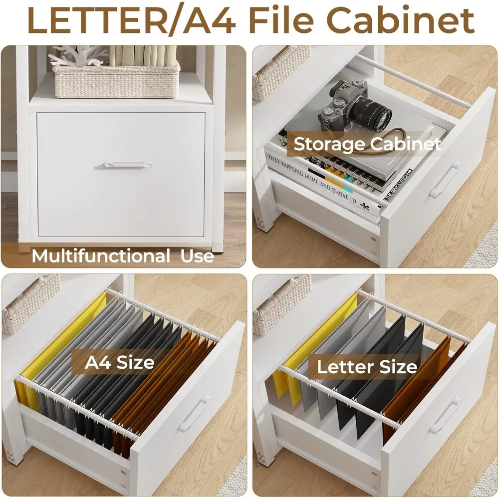 98" Home Office Desk, Computer Desk with File Drawer, Power Strip with USB, 2 Person Long Desk, Storage, Printer Shelf 3