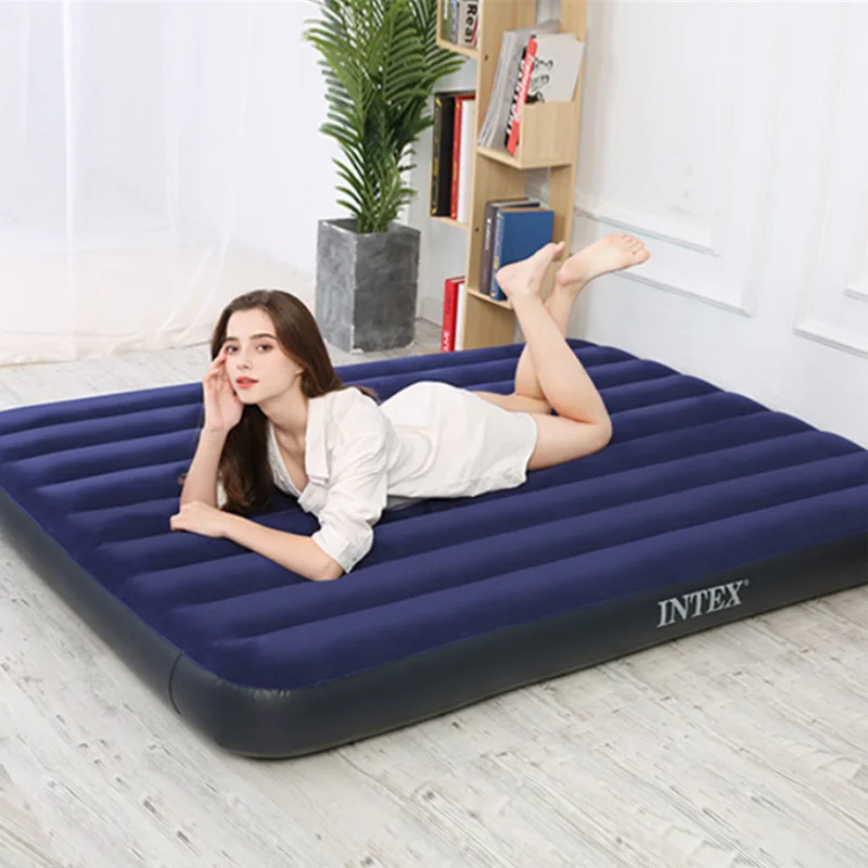 Inflatable Bed Home Outdoor Single and Double Air Mattress Increase Thick Blue Folding Convenient Mattress Multifunction Beds