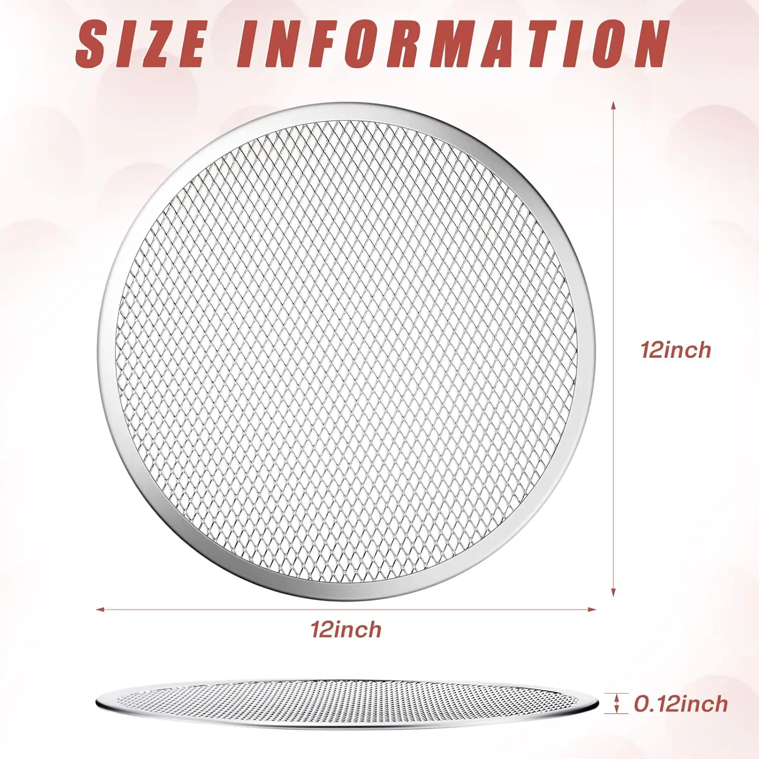 6-12Inch Round Seamless Aluminum Pizza Screen Baking Tray Metal Net Bakeware Non-stick Baking Tray DIY Pizza Tools for Oven