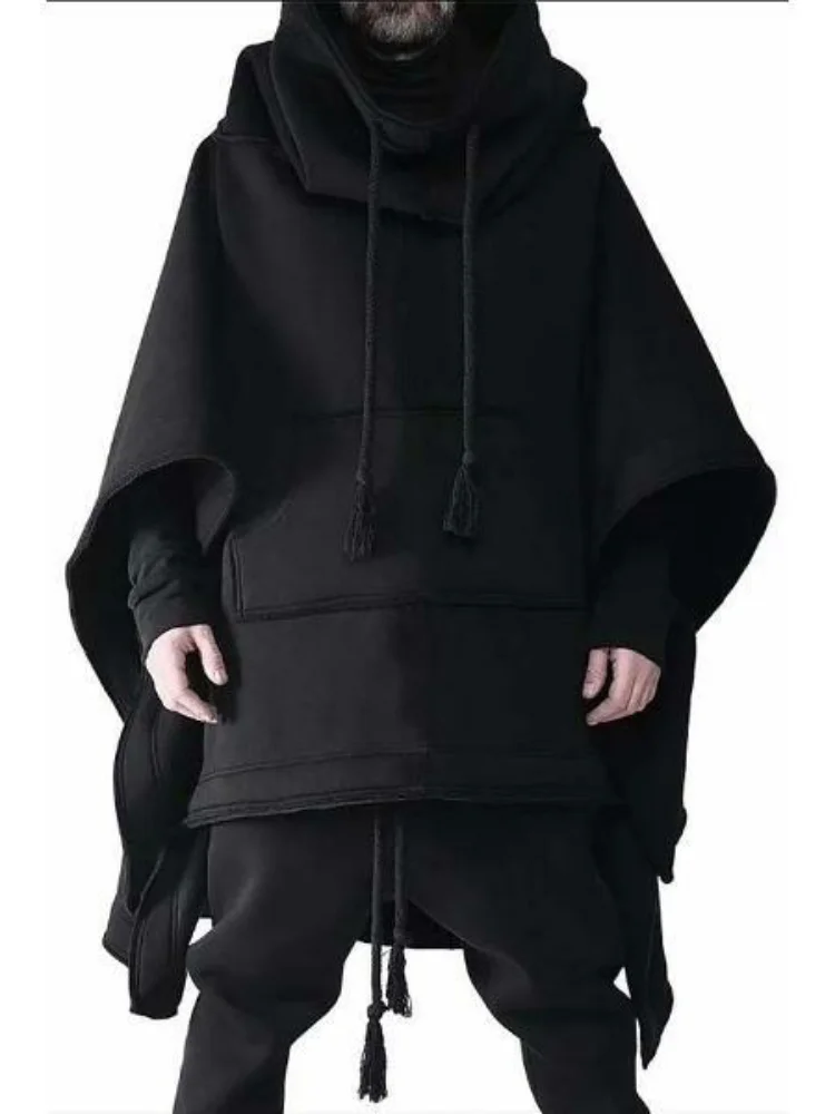 Men's Oversized Autumn Winter Coat Hooded Jaet Mid-Length Loose Fit Fce Lined Windbreaker Personali Outerwear Coat