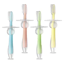 

1pc Toddler Baby Training Toothbrush for Children Kids Dental Care Silicone Suction Cup Soft Tooth Brush with Safety Plate