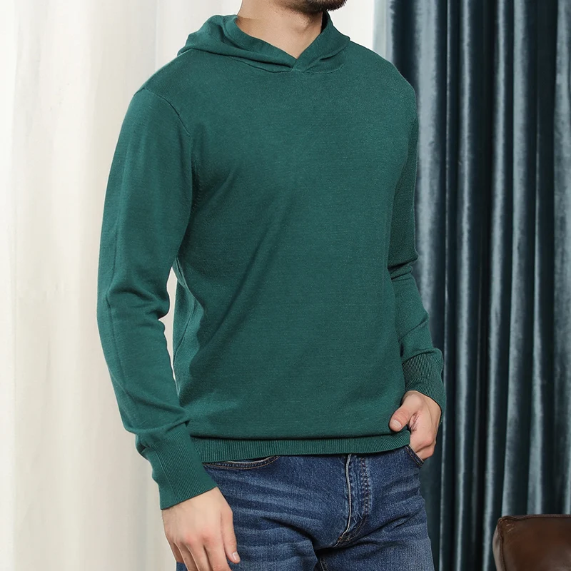Man Cashmere hoodie Sweaters With Hat  Warm Cashmere Knitted Jumpers Men 2023 Autumn and Winter New Long sleeve hoodie