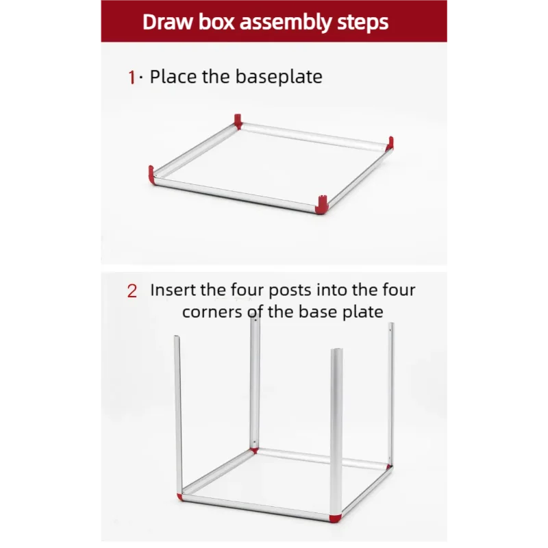 The lottery box is full of red aluminium alloy pillars on six sides.