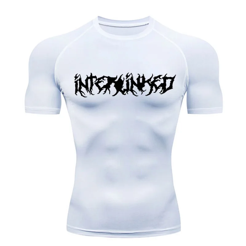 Summer T -shirt Men Running Compressed Shirt Short -sleeved Black Sports Top Gym Fitness Fast Dry Sportswear Men's Long -shirt