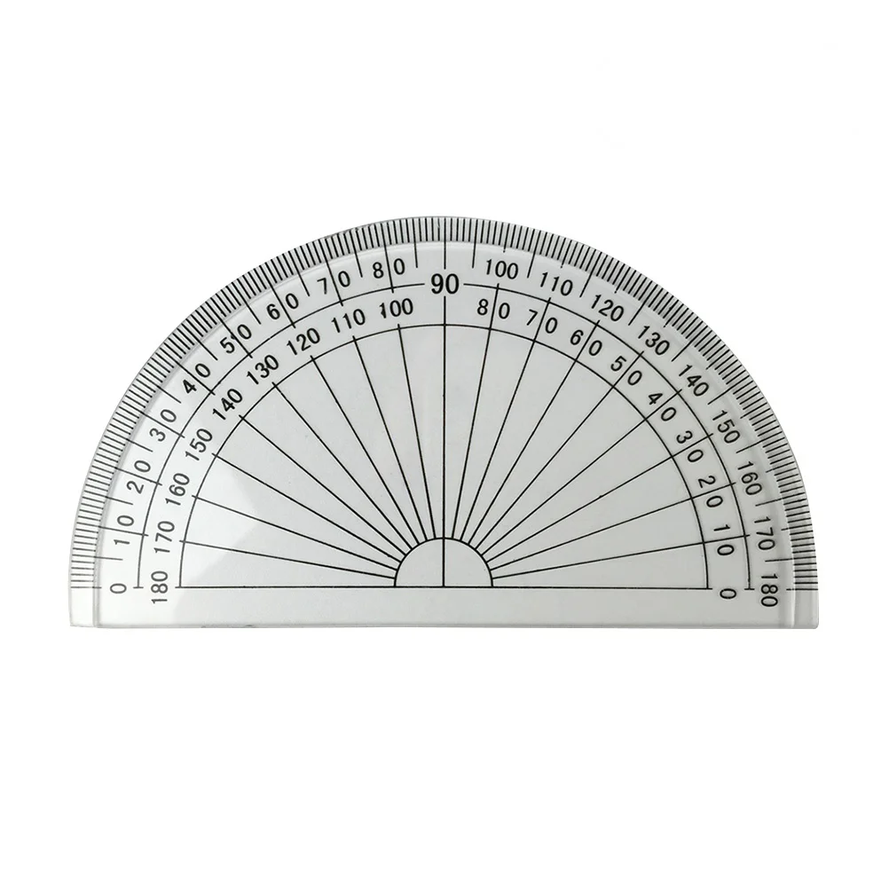 Inch 10cm Plastic Degrees Protractor for Angle Measurement Rulers School Office Student Math (Transparent) 1pc lot hot sale circular 10cm plastic 360 degree pointer protractor rulers angle finder for student stationery gift protractor