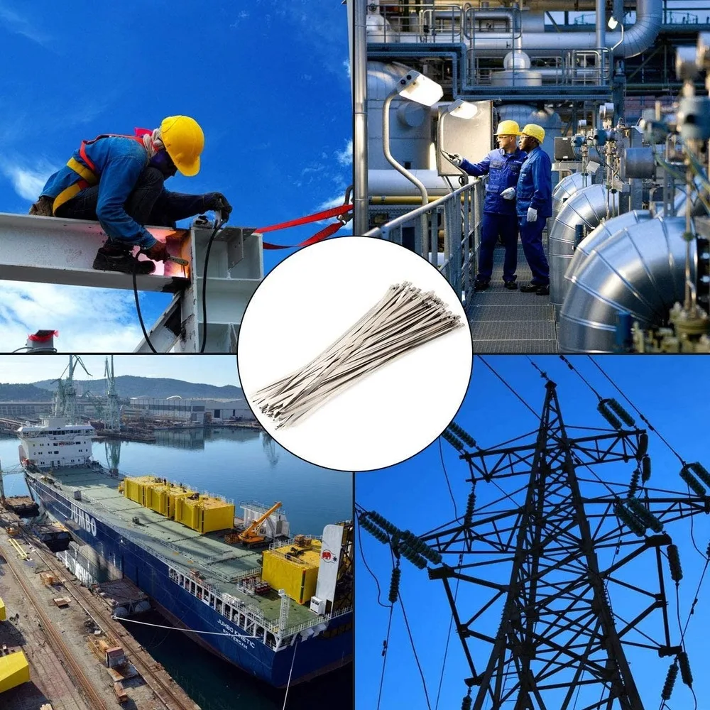 304#Stainless Steel Cable Ties Length 400/500mm Self-Locking Cable Zip Tie Multi-Purpose Metal Exhaust Wrap Locking 100Pcs Ties cable ties cable tie nylon cable ties nylon zip ties