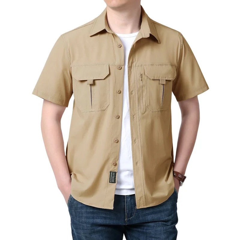Summer Short Sleeve Shirt Men Tactical Polo Shirt Tops Outdoor Breathable Quick Dry Casual Camping Hiking Fishing Work Shirts 4