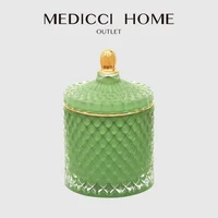 Medicci Home GG Stye Home Decor Vintage Jewelry Box Gilt Edged Incense Candle Jar Storage Glass Jar Boutique Craft Wedding Gifts 1