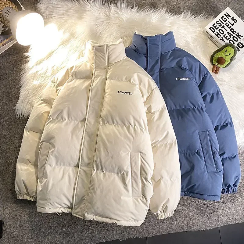

Fleece Thicken Letter Graphic Men and Women Winter Coat Unisex Oversize Parkas Korean Warm Baggy Casual Jackets Feamle Y2K