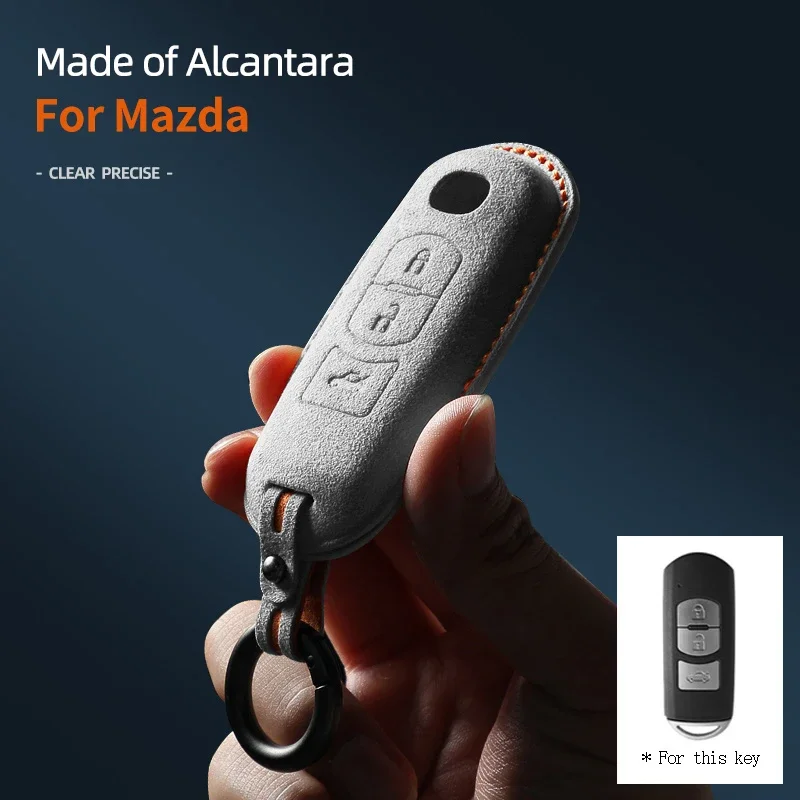 

Alcantara Car Remote Key Suede Case Cover protective Shell For Mazda 2 3 6 Atenza Axela Demio CX-5 CX5 CX-3 CX7 CX-9 keychain