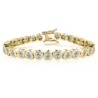 Bracelet jonc tendance en or 14 carats avec cœur et diamant de laboratoire de 4 mm, pour femme, idéal pour fiançailles, mariage, bijoux de fête, cadeau 1