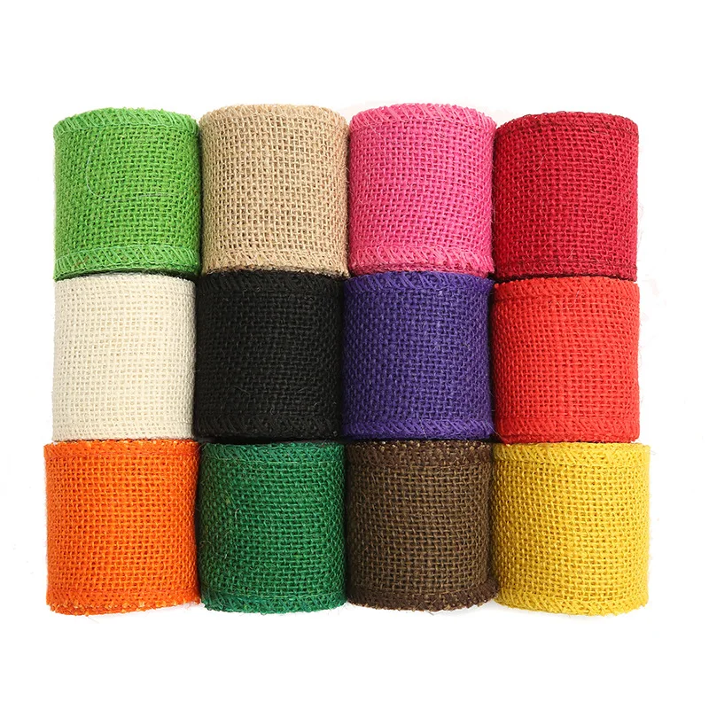 Description Picture 2 of item2M/Roll 60mm Width Colorful Natural Jute Burlap Multi-Purpose Craft  Ribbon DIY Christmas Decoration Gardening Wrapping Package