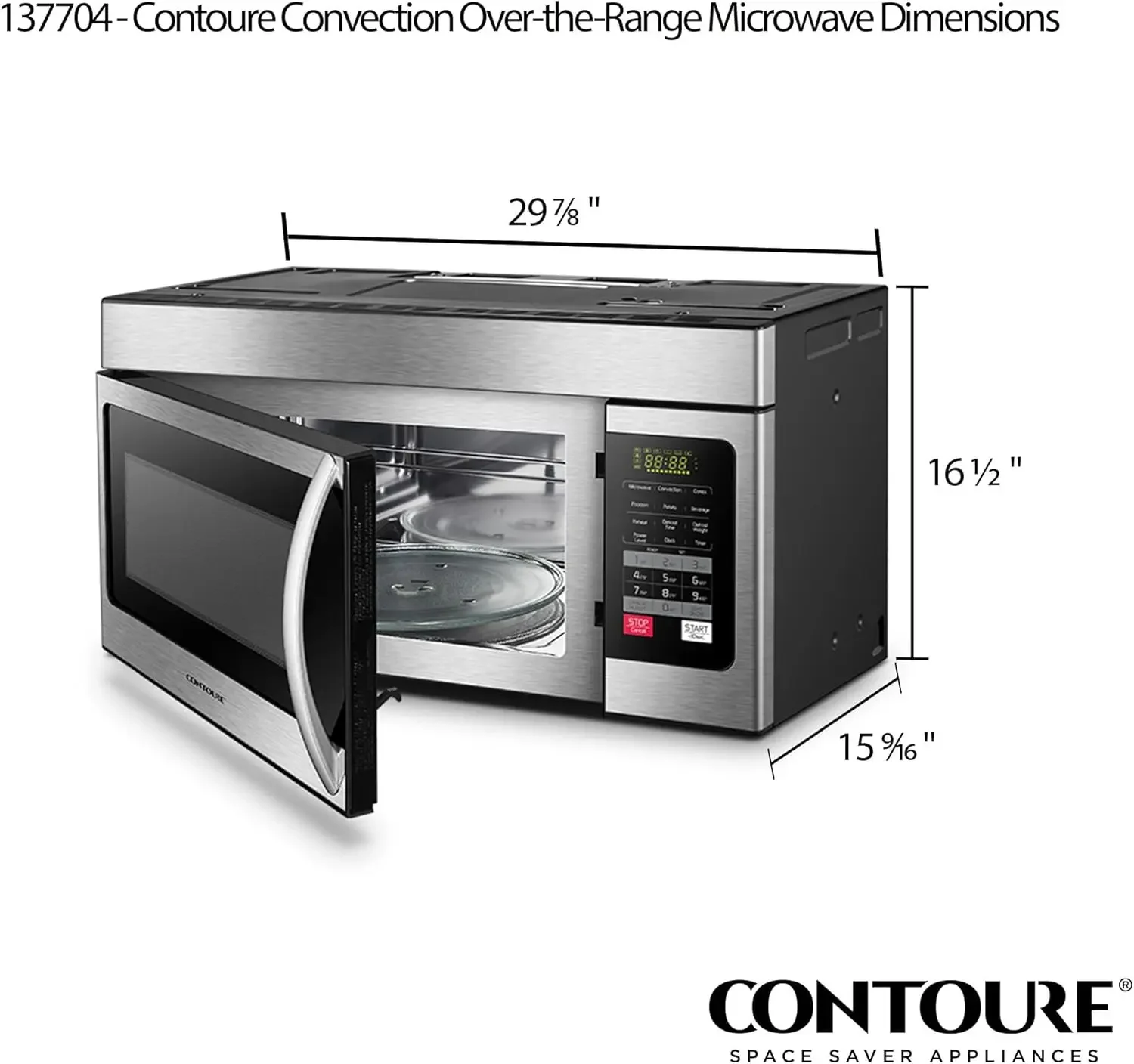 Microwave 1.6 cu.ft. 1000W Power 4 Auto-Cook Menus LED Display | Easy Install RV-500-OTR 2