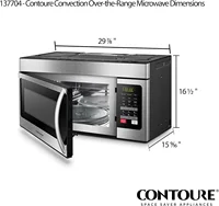 Microwave 1.6 cu.ft. 1000W Power 4 Auto-Cook Menus LED Display | Easy Install RV-500-OTR 2