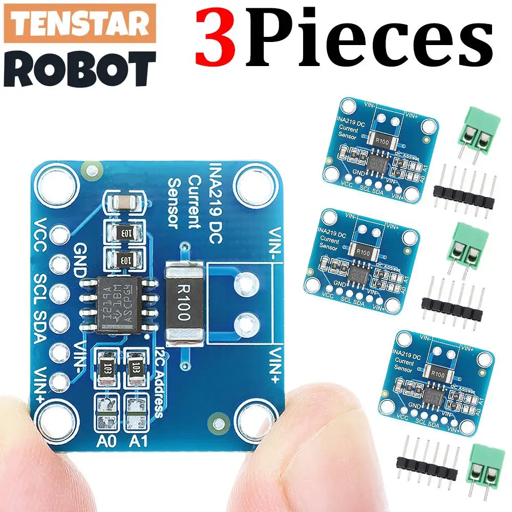 INA219 Module 3pcs TENSTAR Red/Blue Board 3V-5V IIC I2C MCU-219 Bidirectional Current Monitoring Sensor