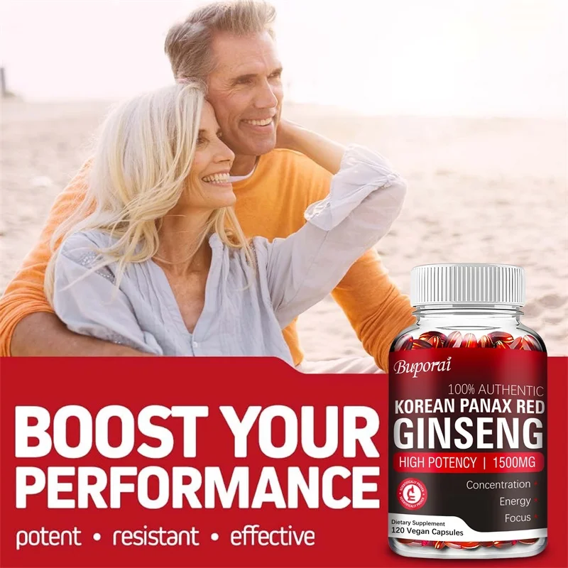 Ginseng Supplement Korean Red Panax Ginseng Supplement Increases Energy Strength Vitality Performance Focus