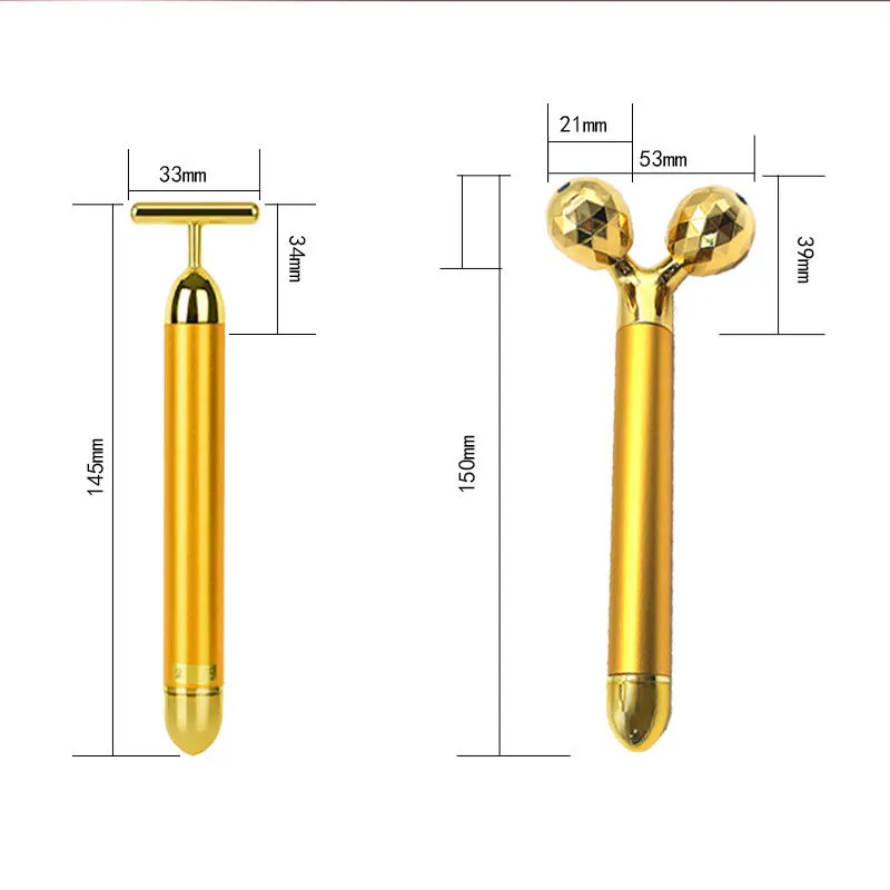 Multi-function Beauty Face Care Device 24k Facial Massage Stick Roller 3D Golden Energy Bar Vibrating Massager for Beauty Tool
