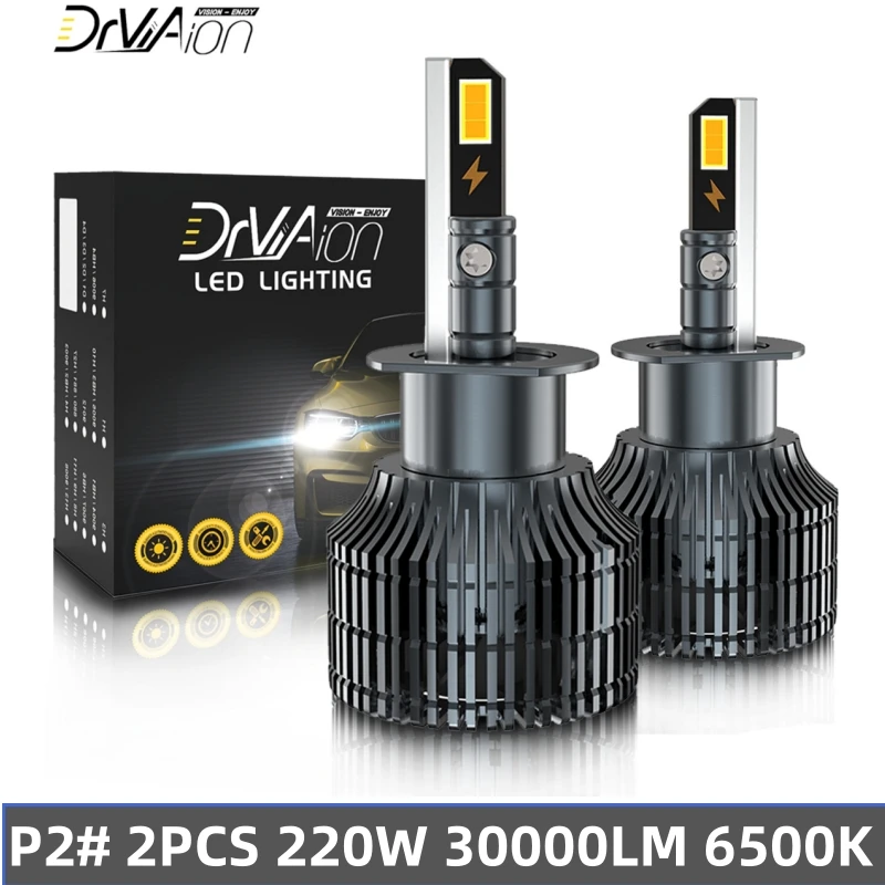 

P2 30000LM H7 H4 H11 LED Headlight Bulb 220W High Power H1 H8 H9 HB4 HB3 9005 9006 9012 Turbo Headlamp 6000K White LED Car Light