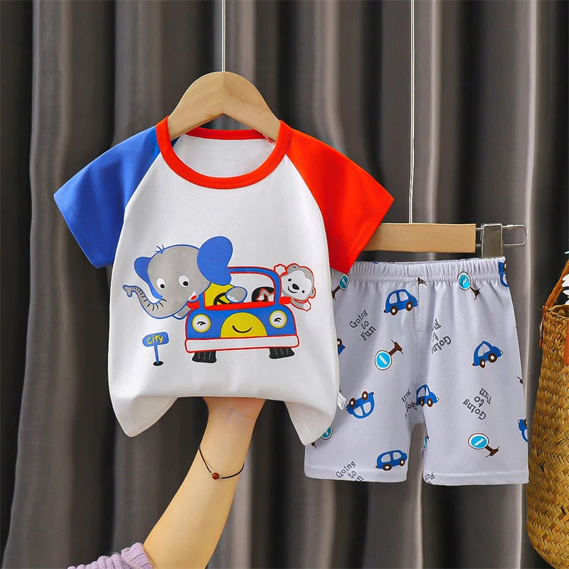 

Baby T-Shirt Sets Kids Cartoon Cute Suits 2024 New Trends Children Cotton Clothes Summer Casual Short Sleeves Tops+Shorts 2Pcs
