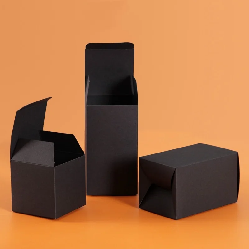 50 ชิ้นสีดํากล่องบรรจุภัณฑ์สําหรับธุรกิจกระดาษกล่องกระดาษแข็งสําหรับบรรจุภัณฑ์งานแต่งงานของขวัญกล่องสําหรับลูกอม DIY Handmade สบู่และเทียน 1