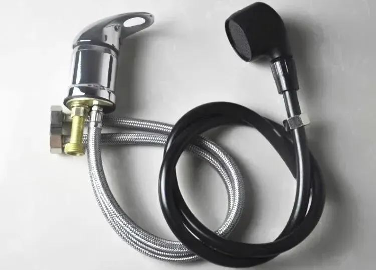 80 aluminum White Gold hollow handle + black tube shower