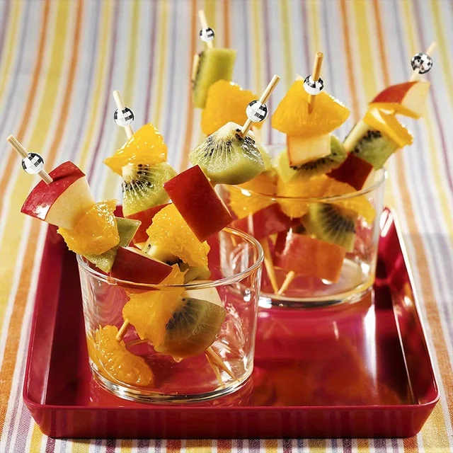 100pcs Disco Ball Cocktail Picks - Silver Mirror Ball Appetizer Skewers For Parties