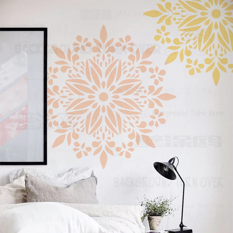 80cm Round Flower Mandala Wall Stencil – Large Reusable Template For Painting Walls, Furniture, Floors