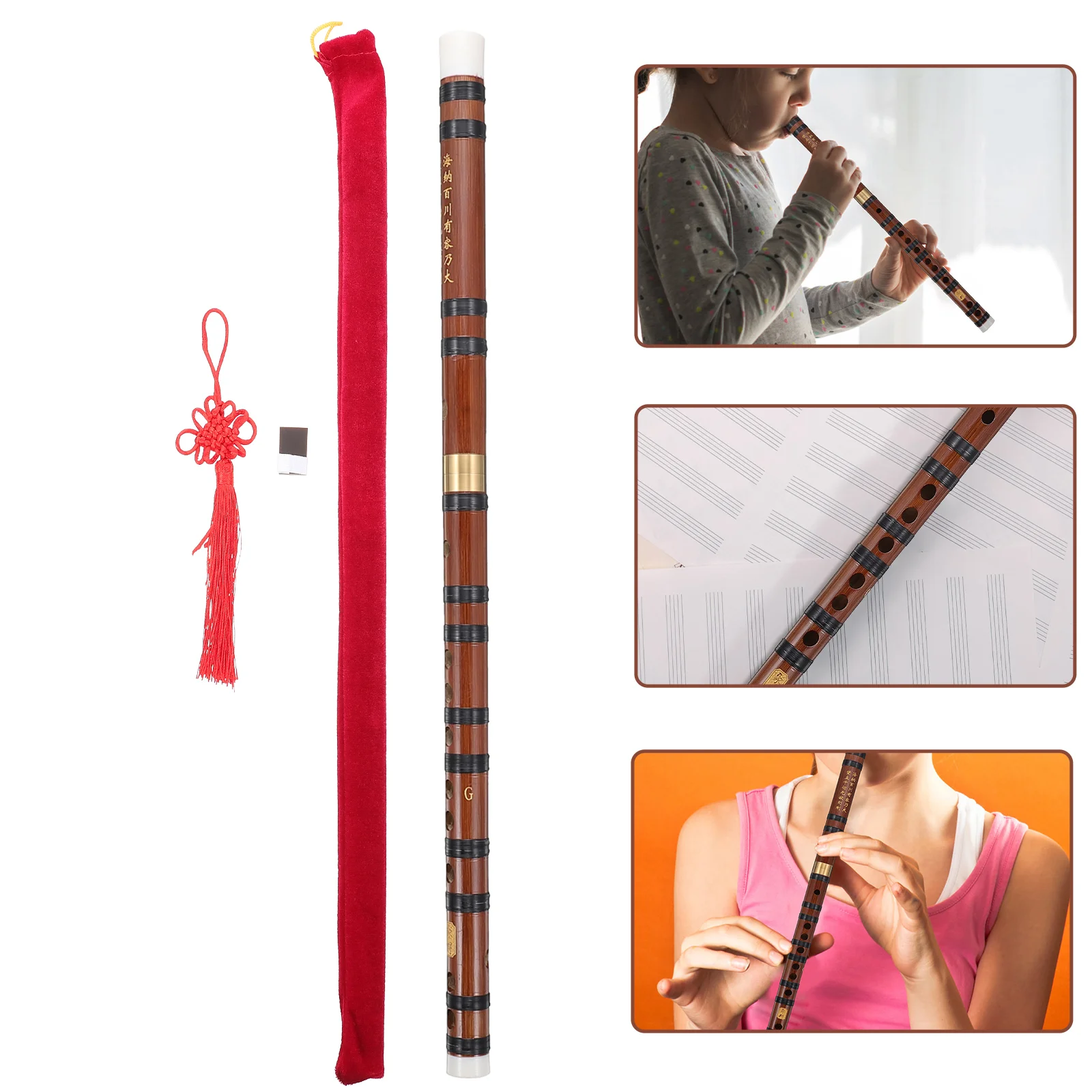 

of Chinese Style Bamboo Flute Kids Adults Portable Flute for Beginner C-F Tone