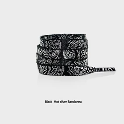 Cashew Flower Hand-Painted Gilded Flat Shoelaces - 160cm (Black hot silver)