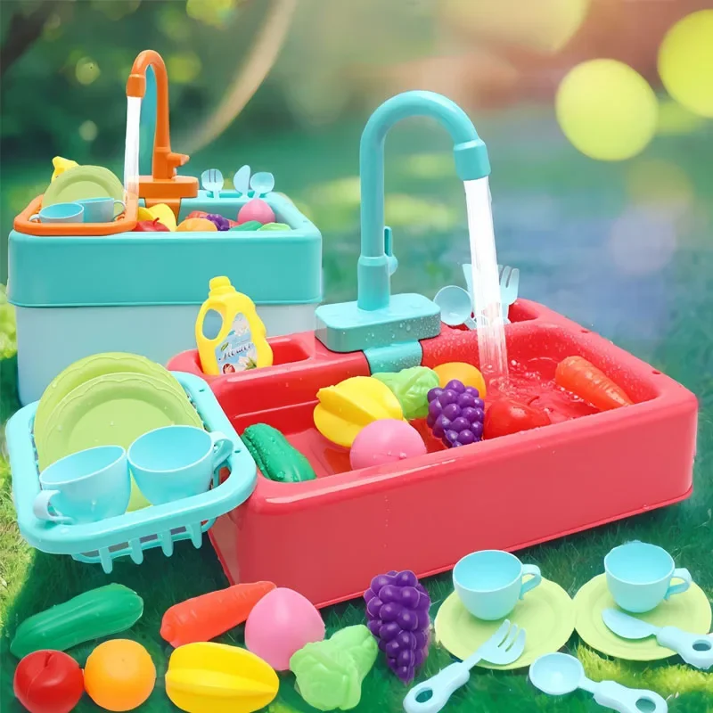 Kitchen Toy Plastic Dish Wash Sink Set Children Simulation Pretend Role Play Housework Kit Early Educational Toys for Children