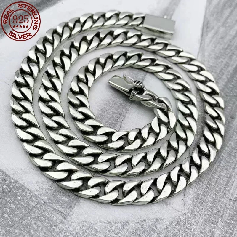 

Factory Price 100% S925 Sterling Silver Necklace 7/810MM Punk S925 Silver Jewelry Certified Men Silver Jewelry Gifts