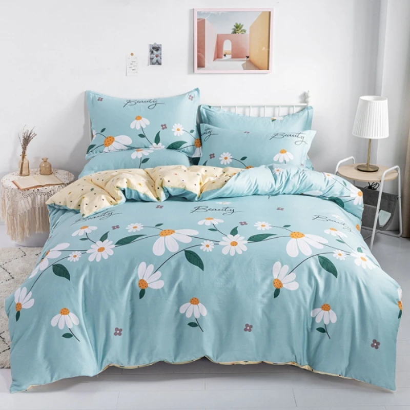 طقم غطاء لحاف قطن بنقشة زهور