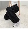 Women's Low Waist Tech Pants, Drawstring, Wide Leg Baggy Trousers, Y2K Streetwear, Oversize Sweatpants, Casual Joggers, 6