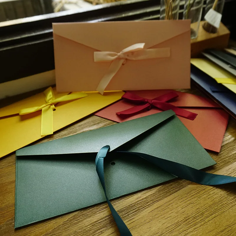 

40pcs high-grade retro creative color thickened large bowknot pearlescent paper special paper envelope weding envelope