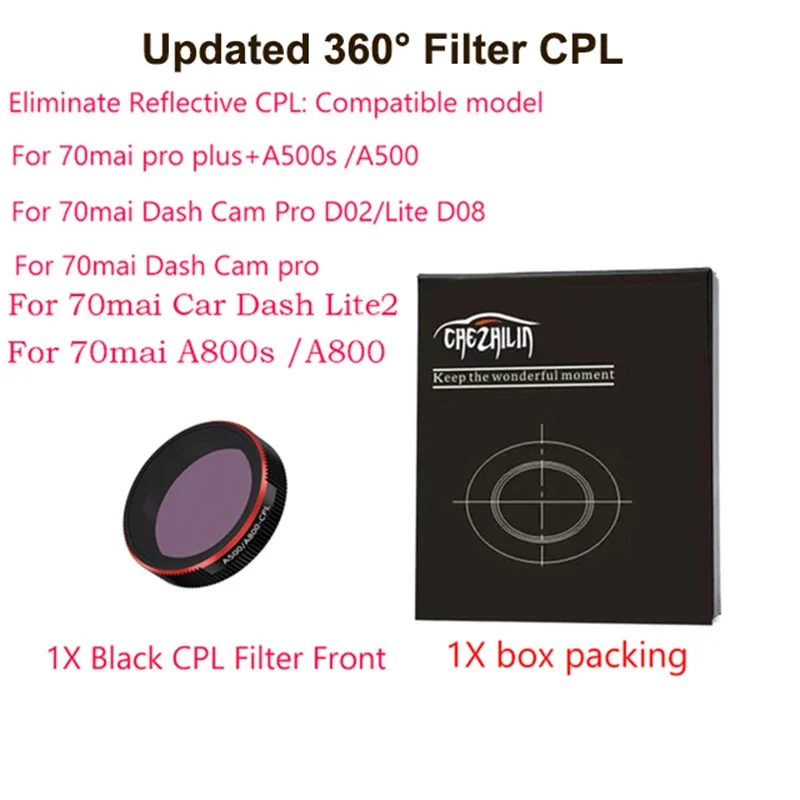 for 70mai Dash Cam Mount For for 70mai Dash Cam Pro D02 Lite D08 70mai Lite D08 CPL Filter