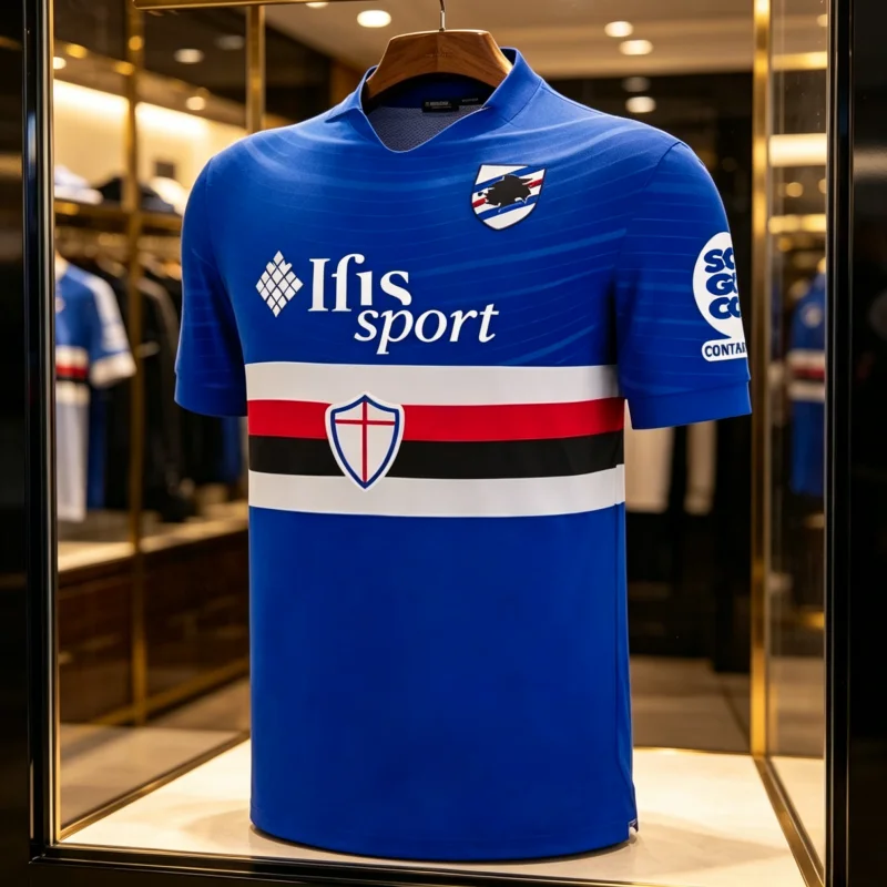 Italienischer Stil UC Sampdoria Neu eingetroffen Hot Ball Jersey Athletic Freizeit-T-Shirt mit Aufdruck für Erwachsene und Kinder, Unisex, Eltern-Kind