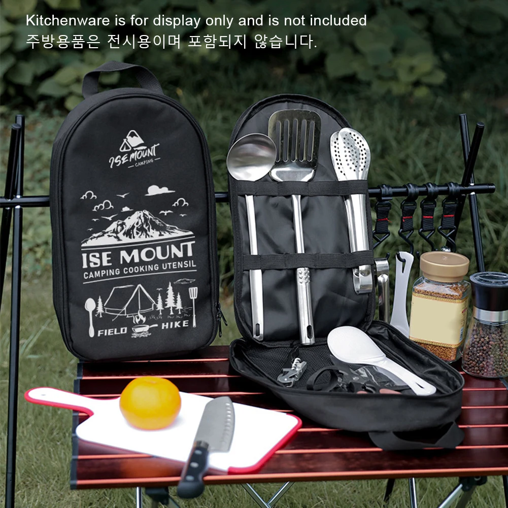 Camping Cookware Bag Portable Kitchen Utensil Storage Bag Oxford Cloth Picnic BBQ Tableware Pouch Outdoor Camping Cooking Utensil Organizer