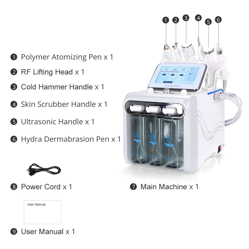 Hydro Water Jet Peel Hydrodermabrasion Machine 6 in 1 Facial Dermabrasion Hydra Skin Whitening Device Facial Skin Care Machine