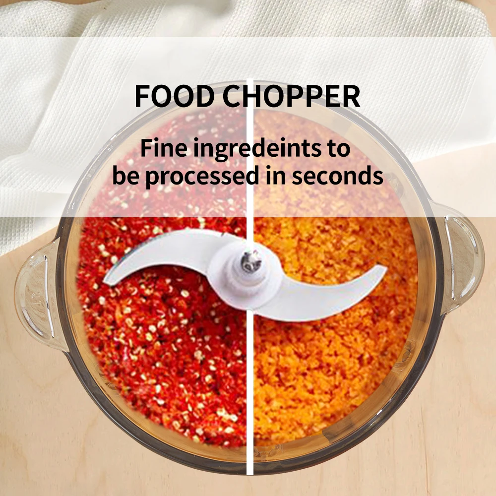 BioloMix 1.8L Glass Bowl Food Processor Chopper Two Speeds  Meat Grinder For Babyfood Vegetables Onion Garlic 2