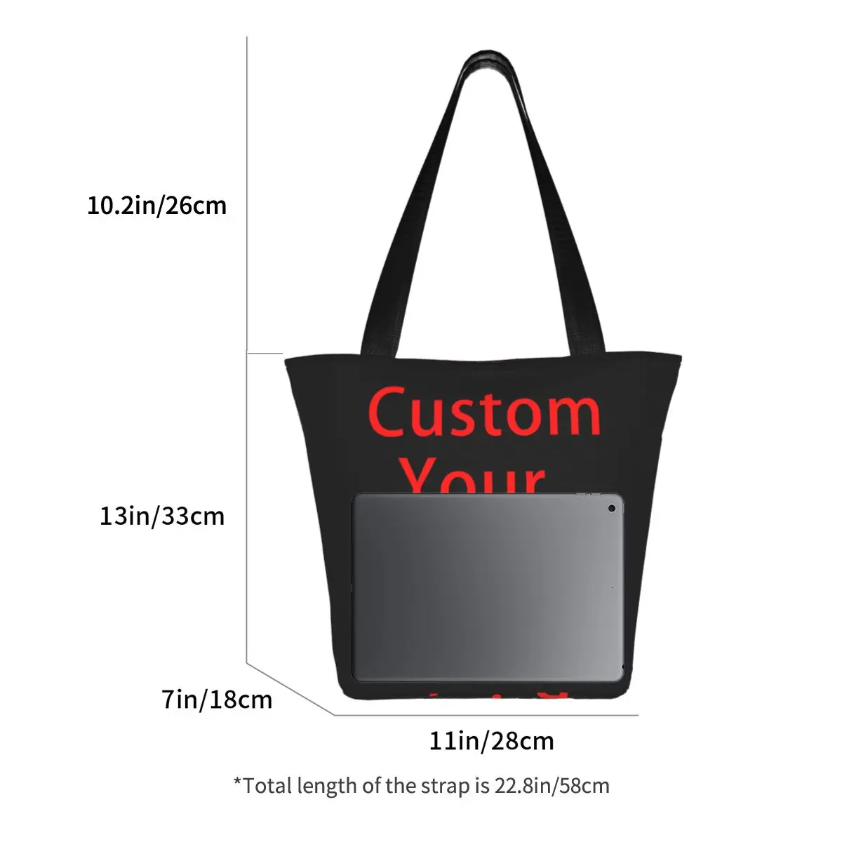 Shopping Tote Bag Grocery Shopper Shoulder Bag Your Design Recycling Printed Canvas