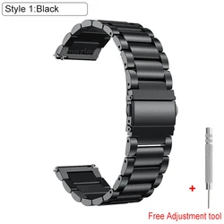Premium Stainless Steel Replacement Watch Strap, 20mm/22mm, Silver for 22mm (Black)
