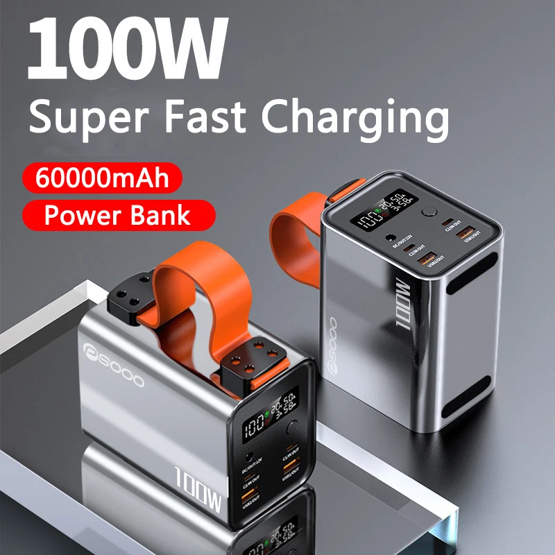 

Power Bank 60000mAh 100W Type C PD Two-Way Fast Charging for Phones Laptop Notebook Powerbank 12V DC Output for Heated Clothing