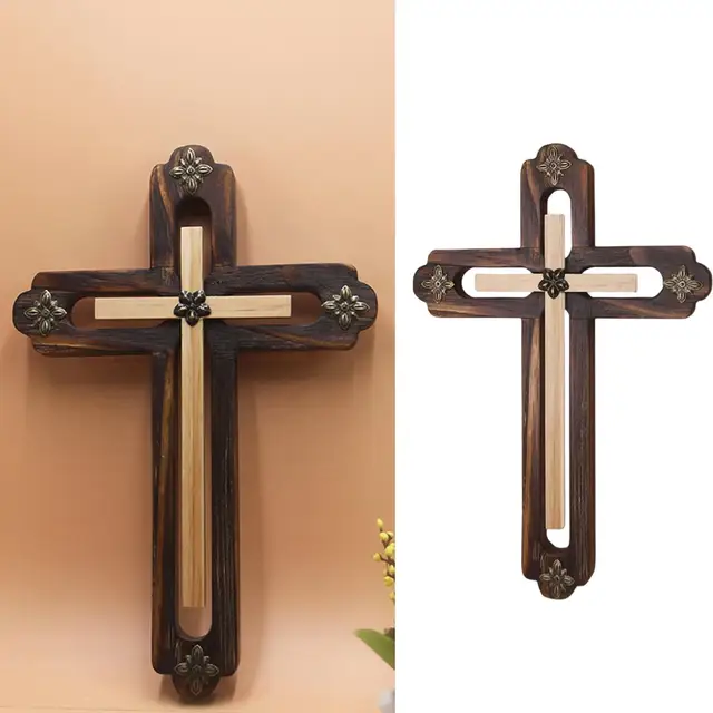 Fali Tartó Keresztirányú Fa Otthoni Dísz Vallási Egyszerű Áldás A Kápolna Számára - Image 6